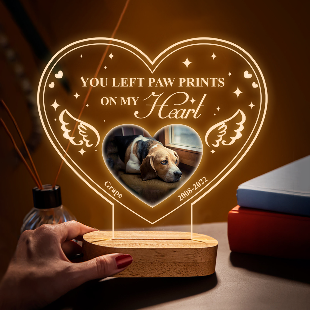 Custom I'll Hold You In My Heart Photo Lamp With Wooden Oval Stand, Memorial Gift