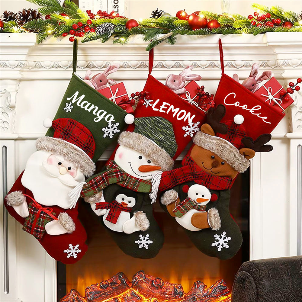 Personalized Embroidered Christmas Stocking V2 - Christmas Gift For Family - Custom Name Christmas Stockings