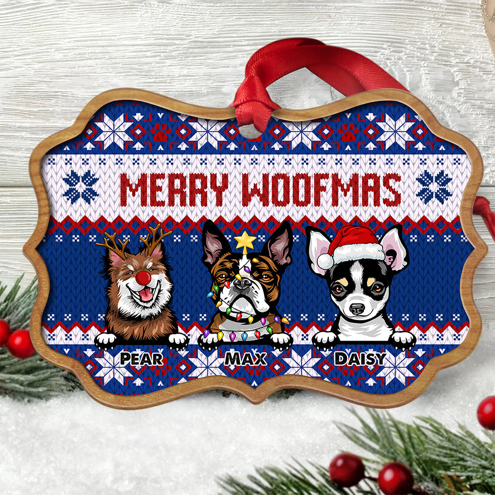 Merry Woofmas Personalized Dog Christmas Pattern MDF Ornament, Customized Holiday Ornament CHI-YEN