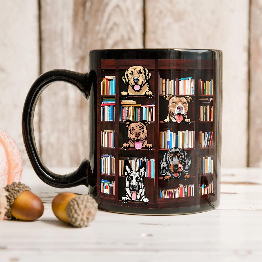 Just A Girl Who Loves Books & Dogs Double Sided Black Mug CustomCat