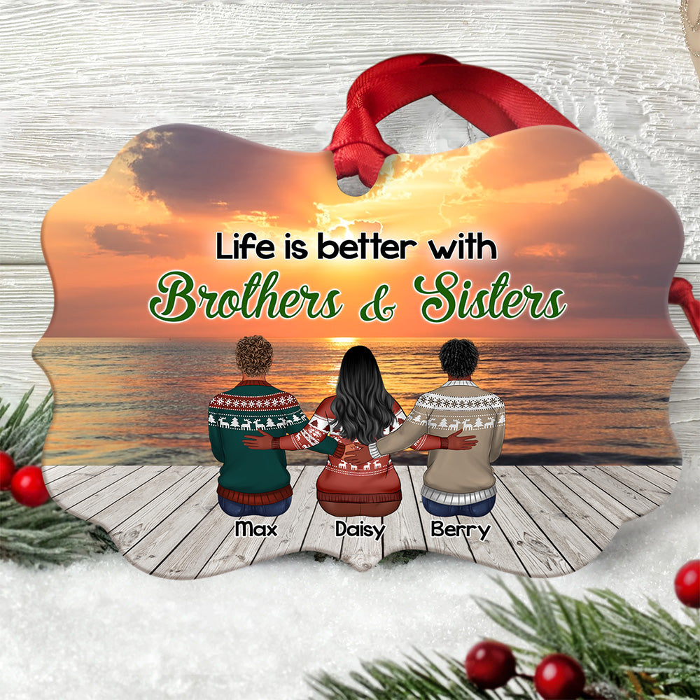 Personalized Family Members Brother Sister MDF Ornament CHI-YEN