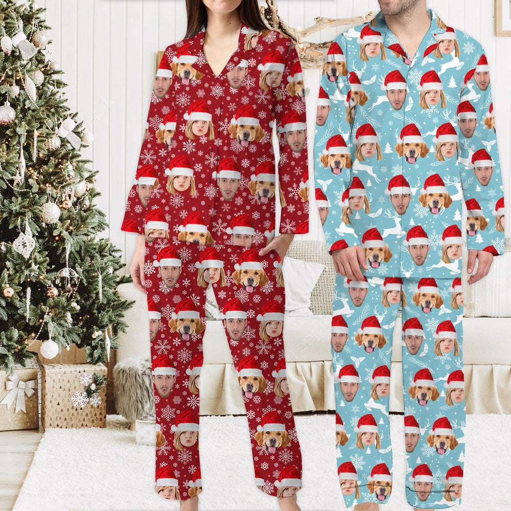 Custom Christmas With Face Photo Family Pajama Pants, Christmas Gift YHN-THUY