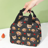 Thumbnail for Custom Funny Dog Cat Face With Foods Lunch Bag, Pet Lover Gift AI