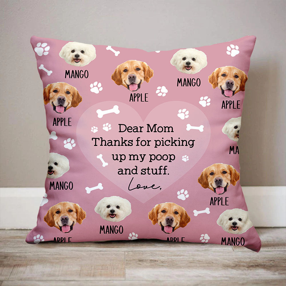 Personalized Pet Face Dog Funny Letter To Dog Mom Dad Pillow, Gift For Pet Lover CHI-YEN