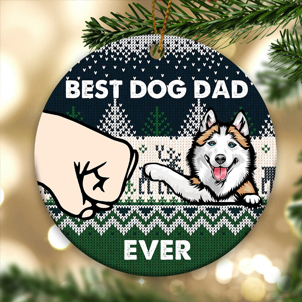 Personalized Best Dog Dad Ever Christmas Ceramic Ornament, Personalized Decorative Ornament CHI-THUY