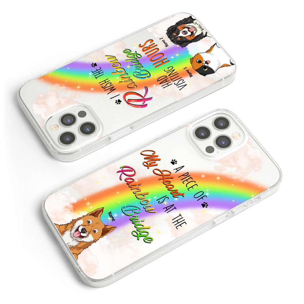 Personalized I Wish The Rainbow Memorial Dog Cat Clear Phone Case, Memorial Gift