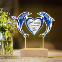 Thumbnail for Personalized God Bless My Road To You Dolphin Lamp With Wooden Oval Stand, Love Gift For Couple YHN-YEN