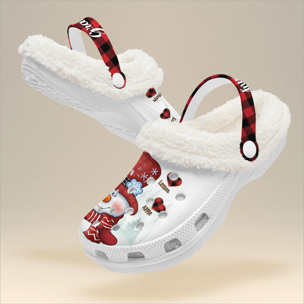 Personalized Grandma Heart Christmas Fleece Crocs, Gift For Mom Grandma YHN-THUY