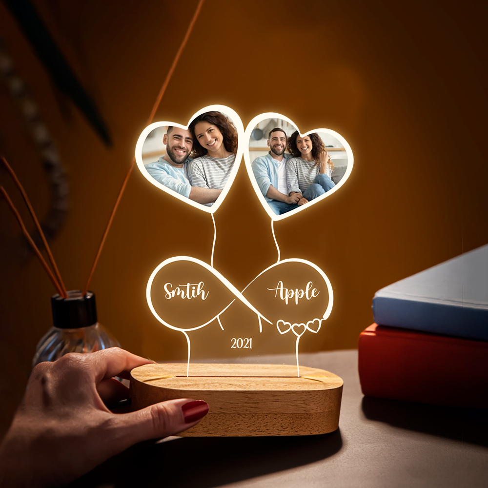 Personalized Forever Love Couple Lamp With Wooden Oval, Valentine Day Gift For Husband And Wife YHN-YEN