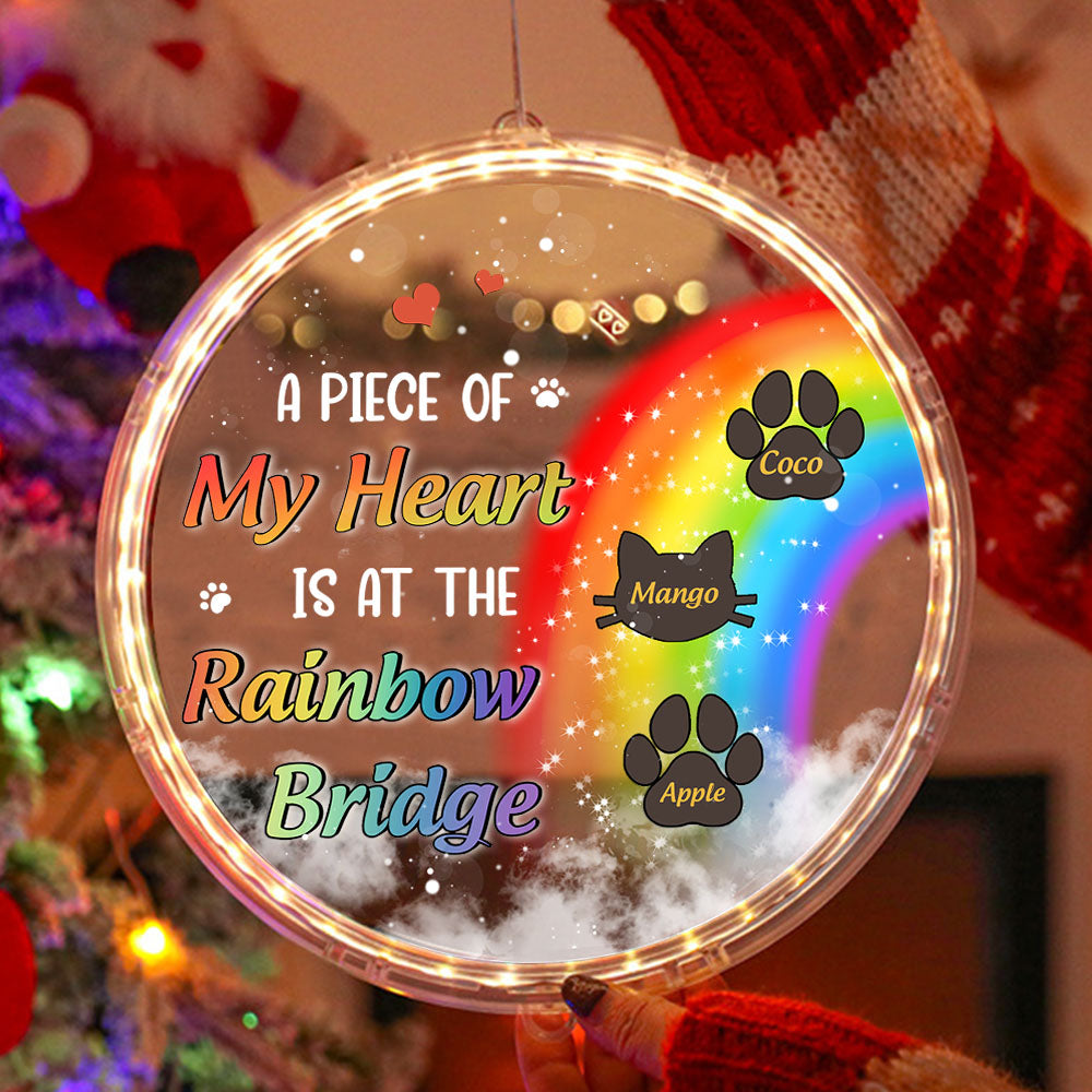 Personalized Led Acrylic Ornament - Memorial Gift For Pet Lovers - Rainbow Bridge Dog Cat Loss