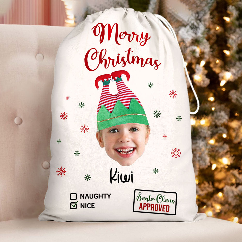 Personalized Face Photo Funny Trouser-Shaped Noel Hat Christmas Bag, Holiday Gift For Family Dung-Yen