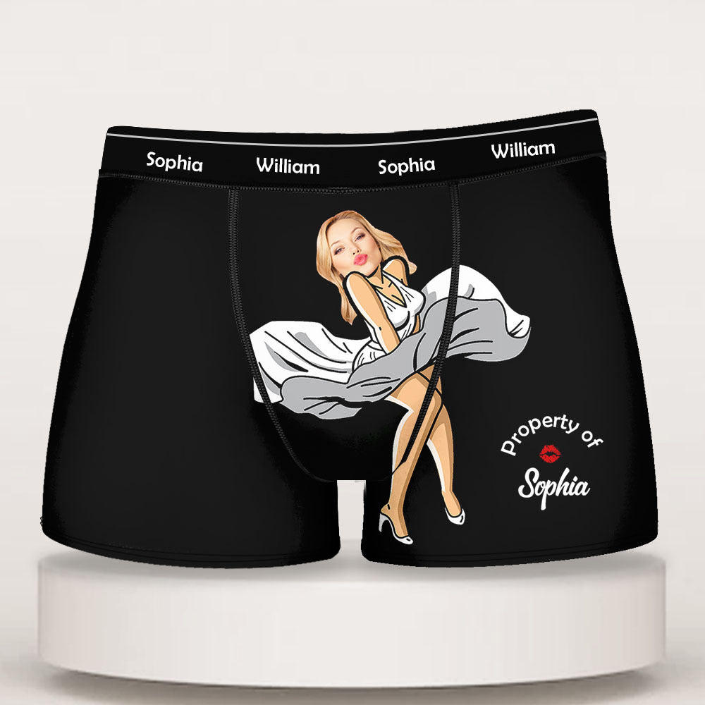 Upload Face Photo Cartoon Girl Men's Boxer Briefs, Gift For Him