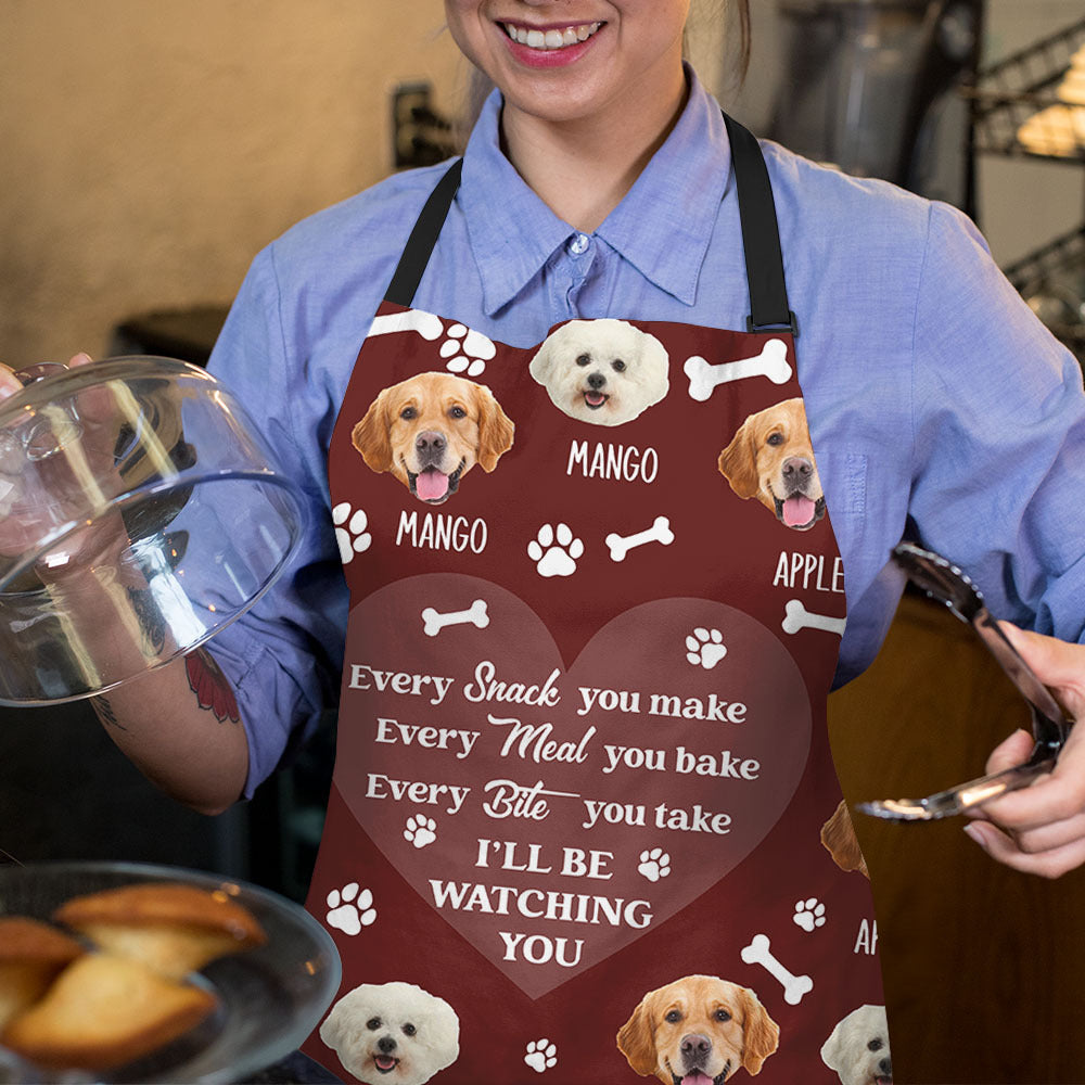 Personalized I'll Be Watching You Dog Cat Face Apron, Gift For Cooking Lover CHI-THUY