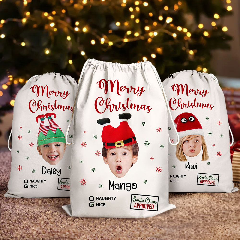 Personalized Face Photo Funny Trouser-Shaped Noel Hat Christmas Bag, Holiday Gift For Family Dung-Yen