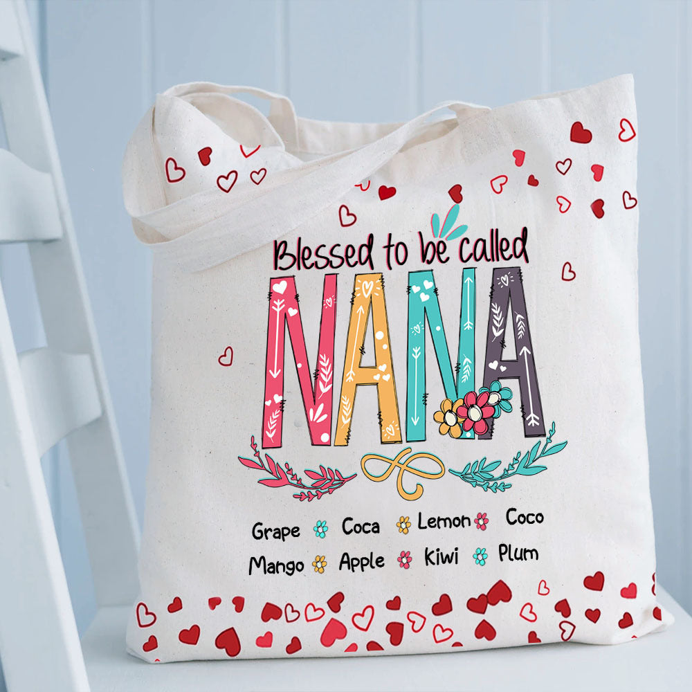 Personalized Blessed To Be Called Mom Grandma Tote Bag, Gift For Mother's Day JonxiFon