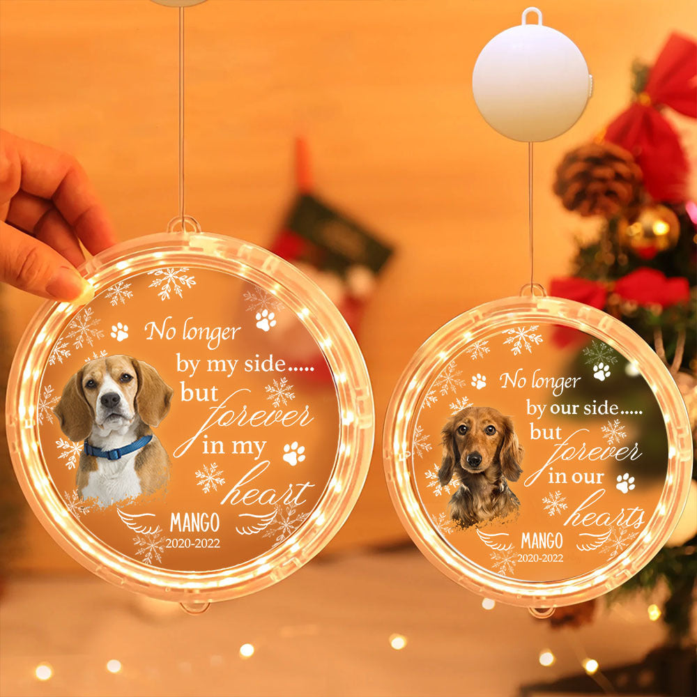 Personalized Led Acrylic Ornament - Memorial Gift For Pet Lovers - No Longer By My Side Pet Photo