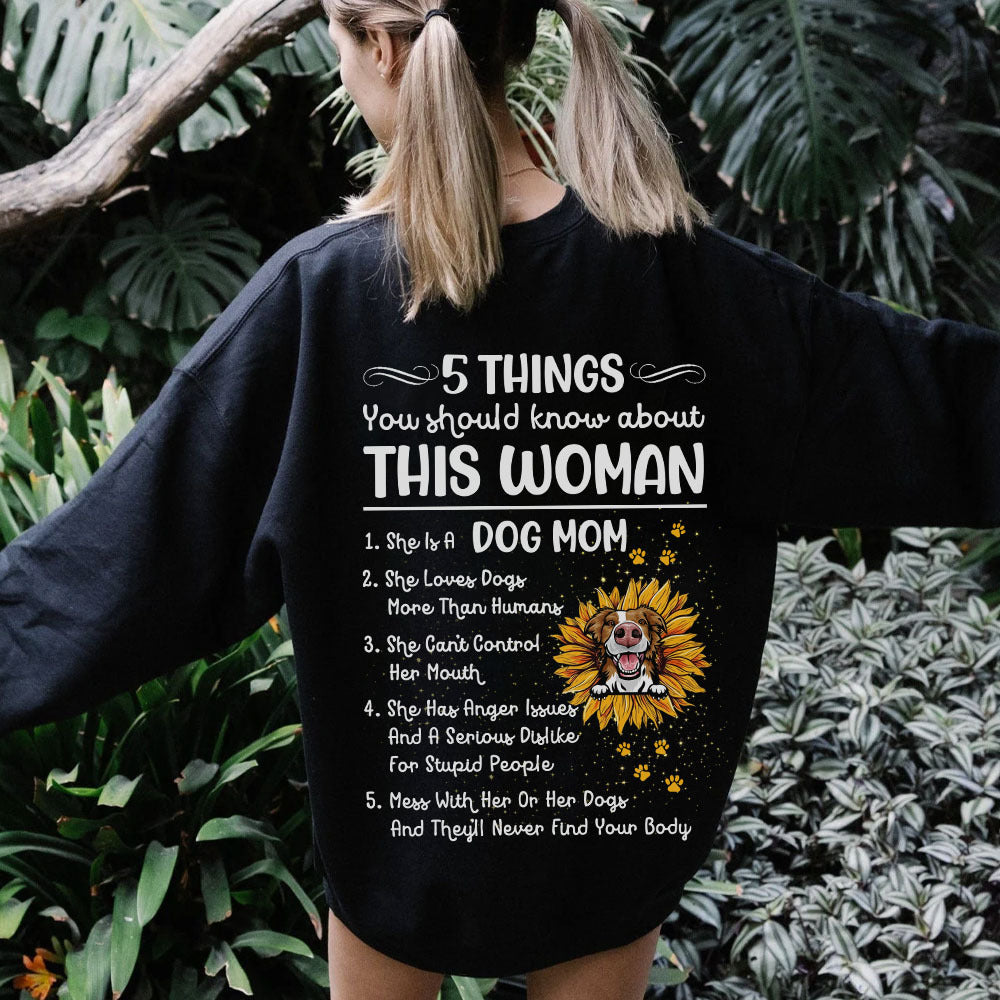 5 Things You Should Know Dog Mom Backside Shirt, Dog Lover Gift