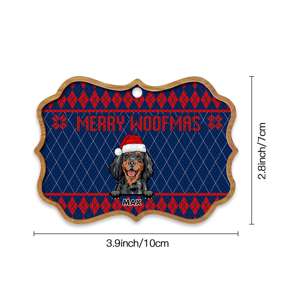 Merry Woofmas Personalized Dog Christmas Pattern MDF Ornament, Customized Holiday Ornament CHI-YEN