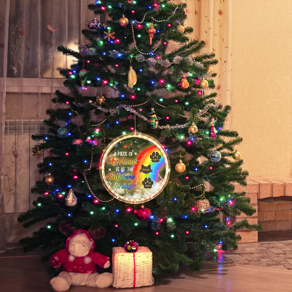 Personalized Led Acrylic Ornament - Memorial Gift For Pet Lovers - Rainbow Bridge Dog Cat Loss