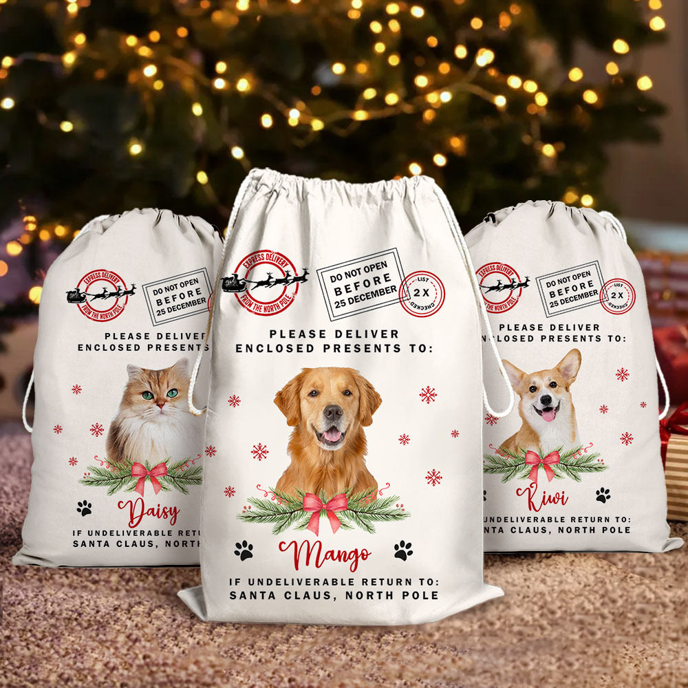 Personalised Christmas Santa Sack With Pet Photo, Christmas Bag, Gift For Dog Lovers YHN-THUY