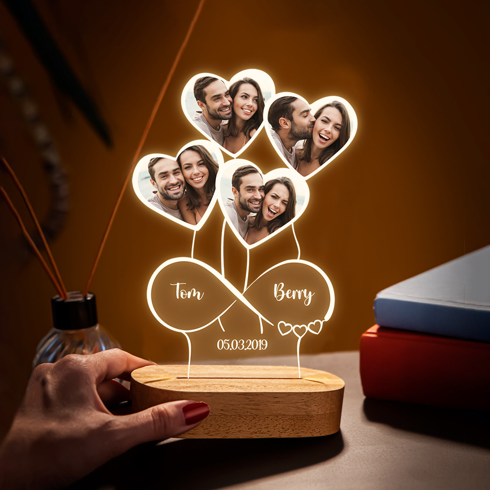 Personalized Forever Love Couple Lamp With Wooden Oval, Valentine Day Gift For Husband And Wife CHI-YEN