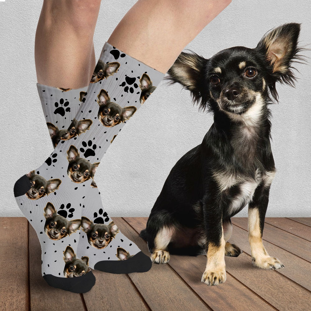 Custom Pet Face Cutout Photo Christmas Socks, Christmas Gift YHN-THUY