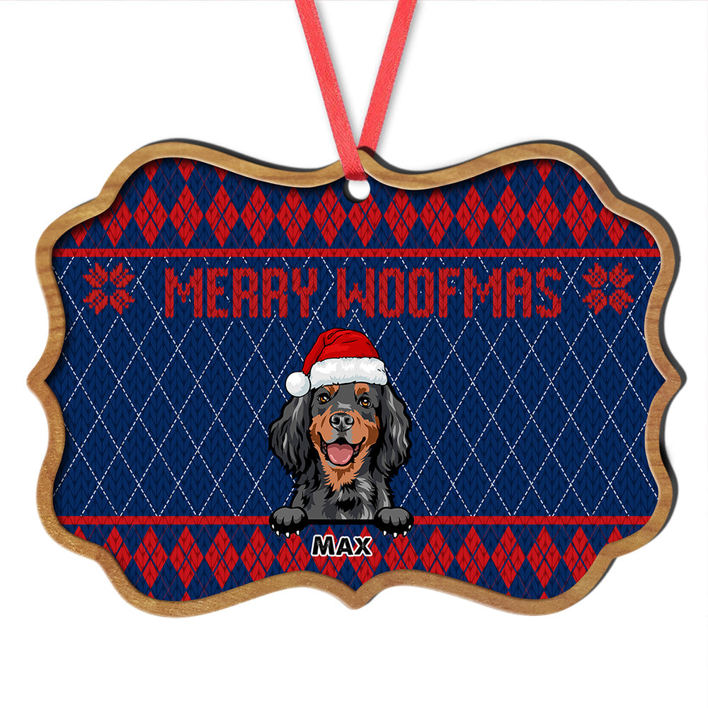 Merry Woofmas Personalized Dog Christmas Pattern MDF Ornament, Customized Holiday Ornament CHI-YEN