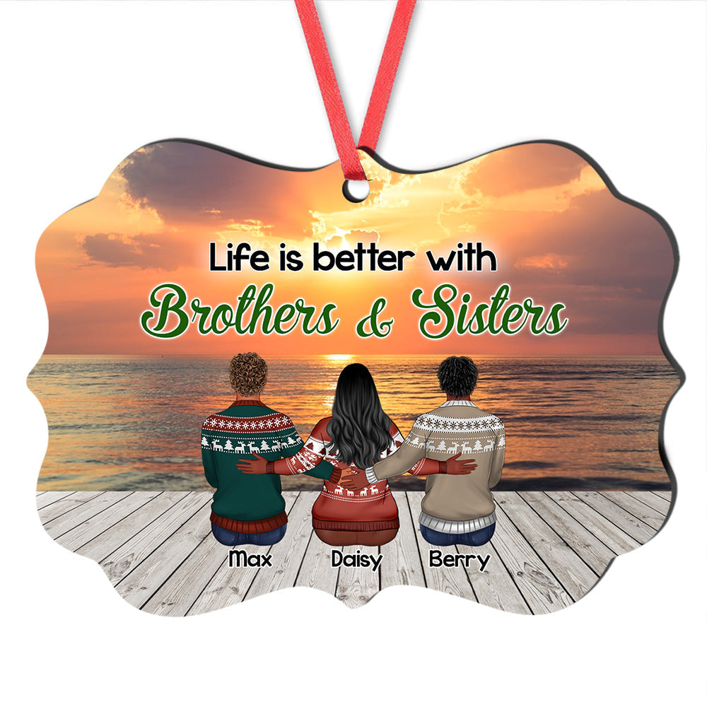 Personalized Family Members Brother Sister MDF Ornament CHI-YEN