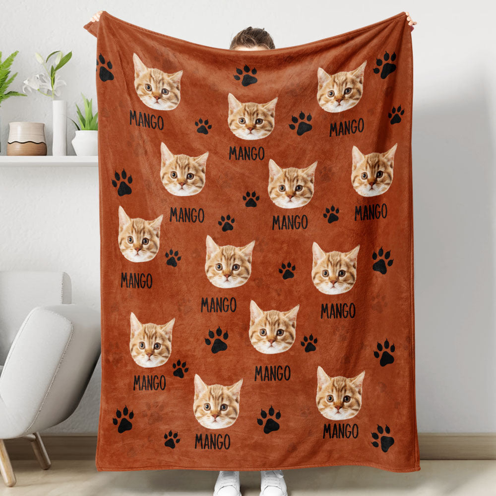 Custom Pet Photo & Paws Fleece Blanket, Pet Lover Gift YHN-THUY