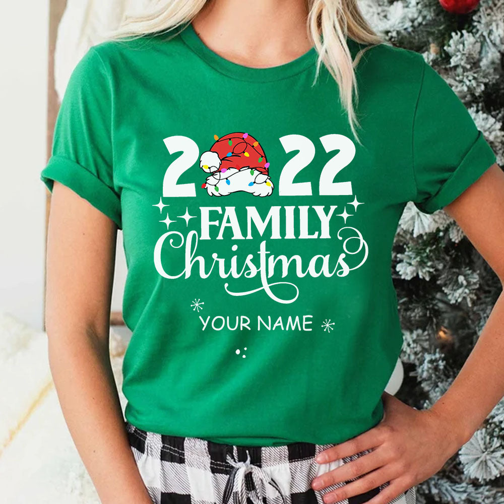 Custom Name Family Christmas 2022 T-Shirt, Christmas Gift CustomCat