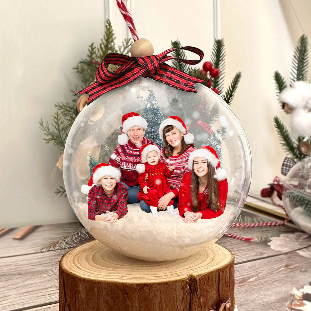 Personalized 3D Acrylic Ball Ornament - Christmas Gift For Family - Upload Family Photo