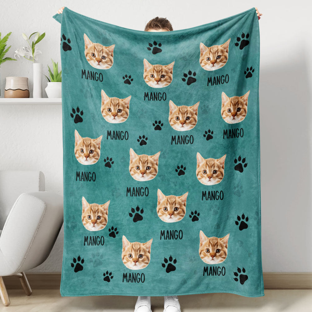 Custom Pet Photo & Paws Fleece Blanket, Pet Lover Gift YHN-THUY