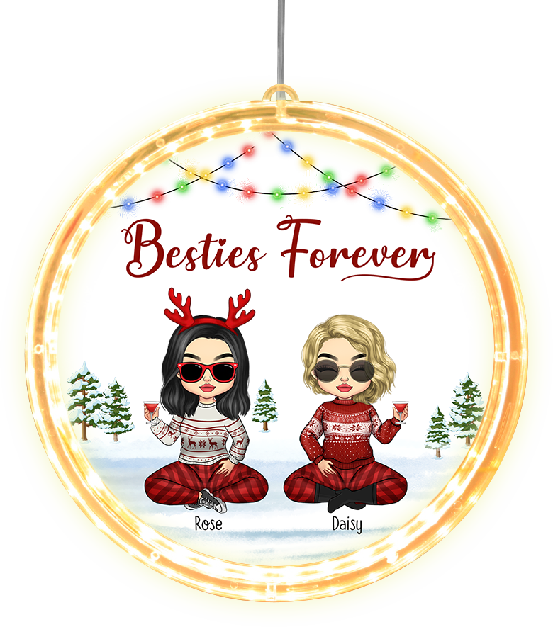 Personalized Friend Bestie Forever Led Acrylic Ornament, Christmas Gift For BFF