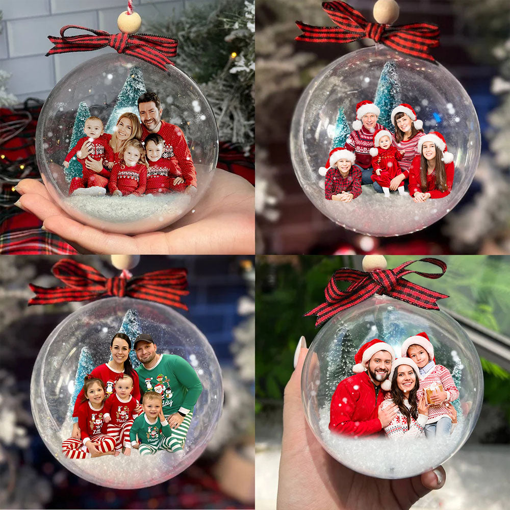 Personalized 3D Acrylic Ball Ornament - Christmas Gift For Family - Upload Family Photo