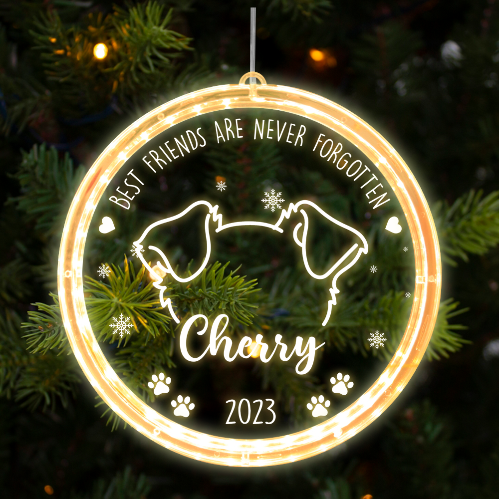 Personalized Led Acrylic Ornament - Christmas Gift For Pet Lovers - Dog Ears Memorial