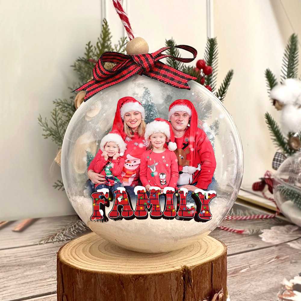 Personalized 3D Acrylic Ball Ornament - Christmas Gift For Family - Holiday Family Forever Photo