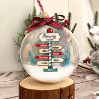 Thumbnail for Personalized 3D Acrylic Ball Ornament - Christmas Gift For Family - Family Name Signboard with Snow