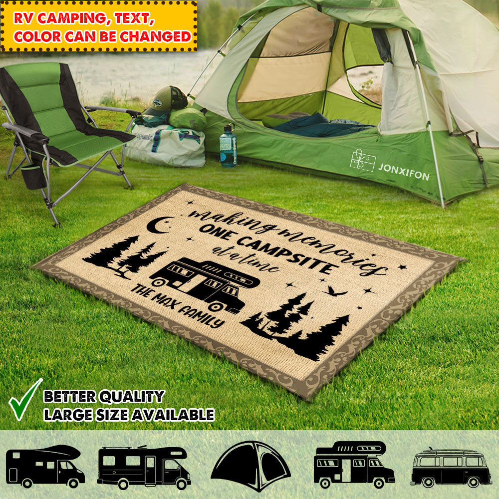 Making Memories One Campsite Camping Patio Mat, Rv Camping Gift - Jonxifon