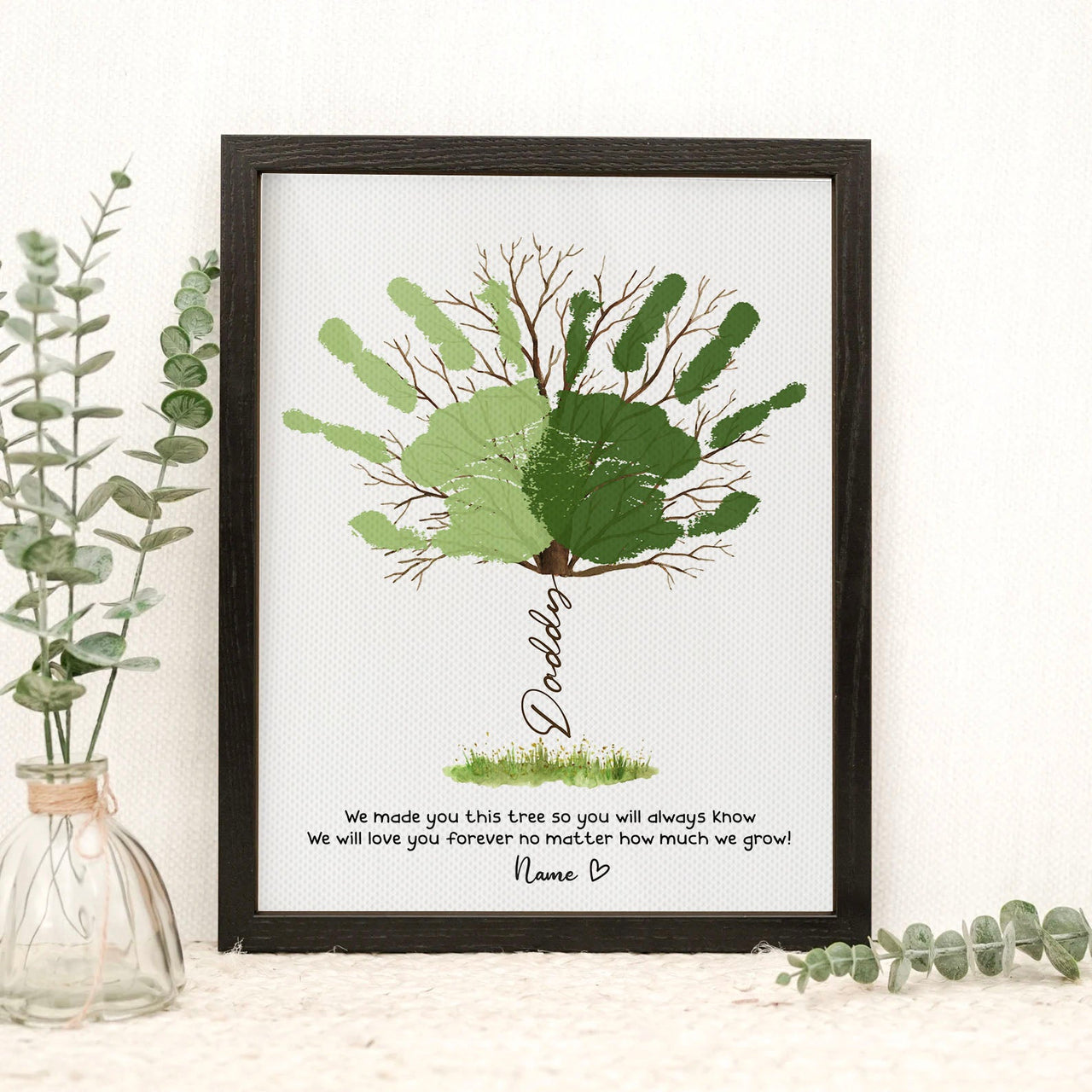 Daddy We Made You This Tree Photo Frame, Kids Handprint Keepsake