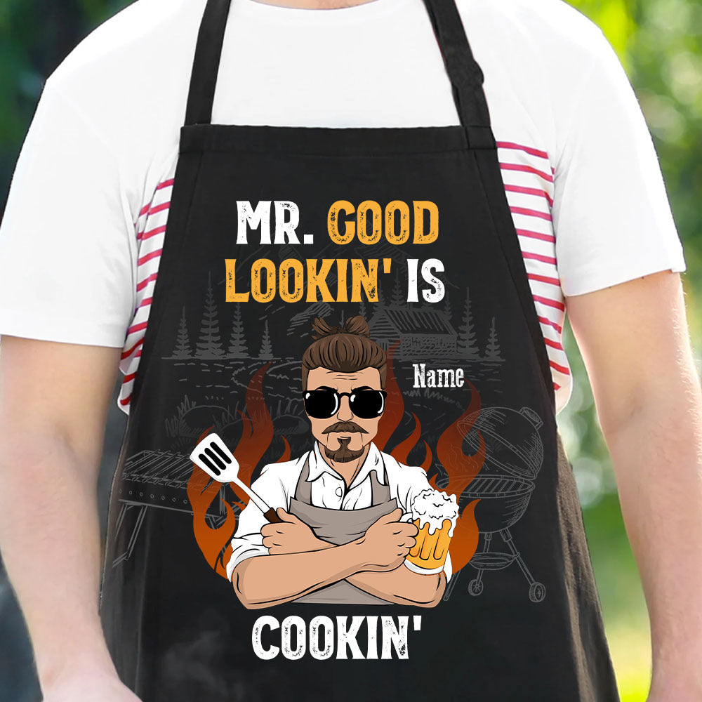 Mr. Good Lookin' Is Cookin' Dad Apron, Gift For Dad