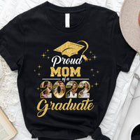 Thumbnail for Proud Mom With Gold Glitter Graduation T-shirt, Custom 4 Images