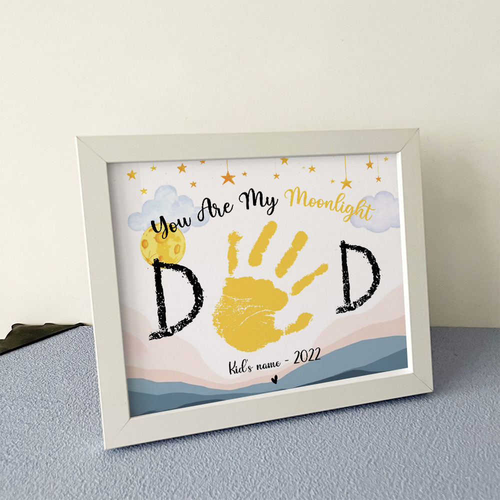 You Are My Moonlight Dad Photo Frame, Kids Handprint Keepsake