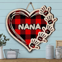 Thumbnail for Nana/Mom Heart Handprint Shaped Wood Sign, Home Decor