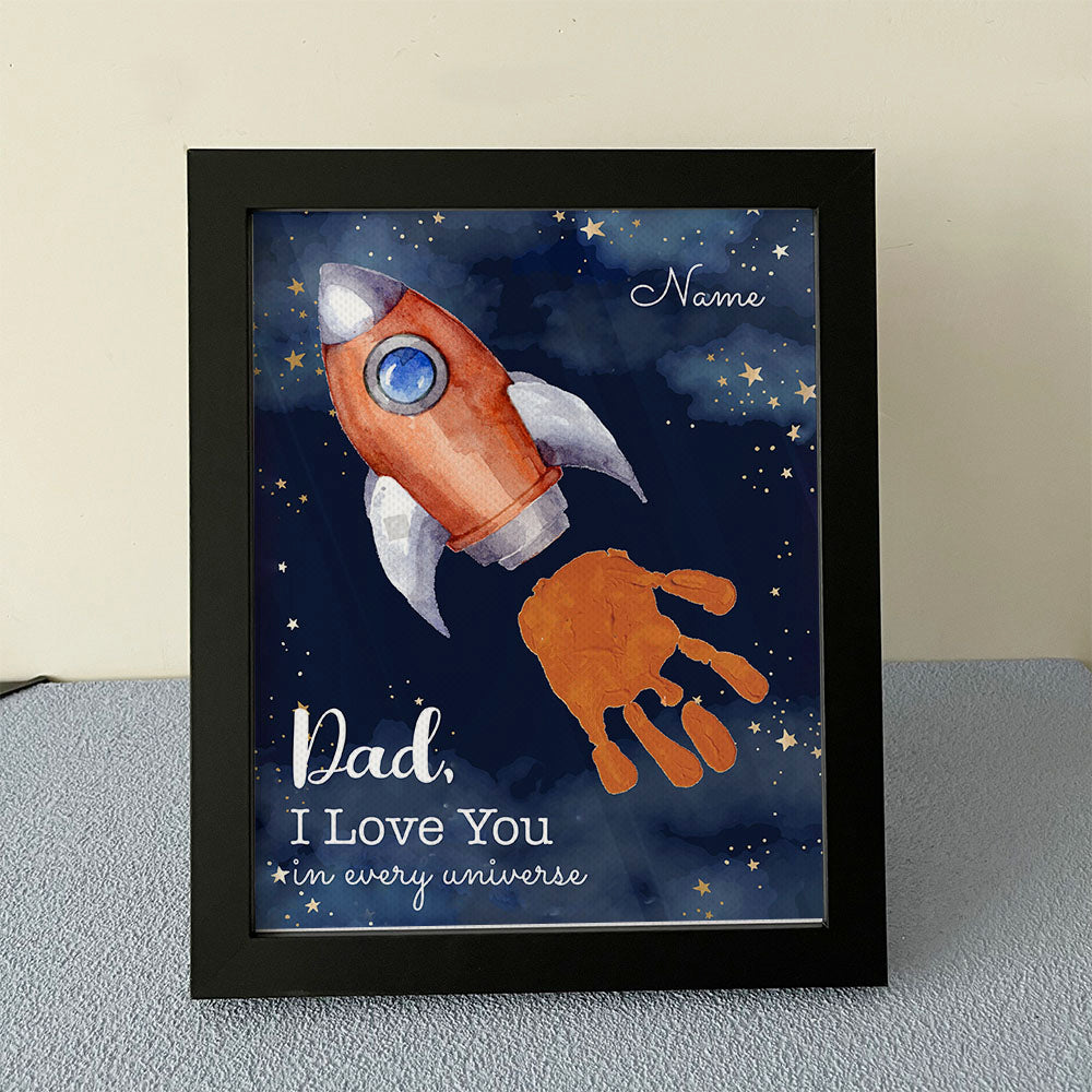 Dad I Love You In Every Universe Photo Frame, Kids Handprint Keepsake