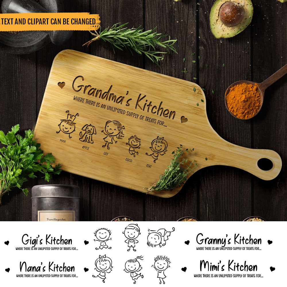 Grandma's Kitchen Personalized Wood Cutting Board