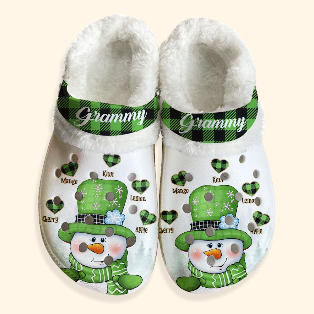 Personalized Grandma Heart Christmas Fleece Crocs, Gift For Mom Grandma YHN-THUY