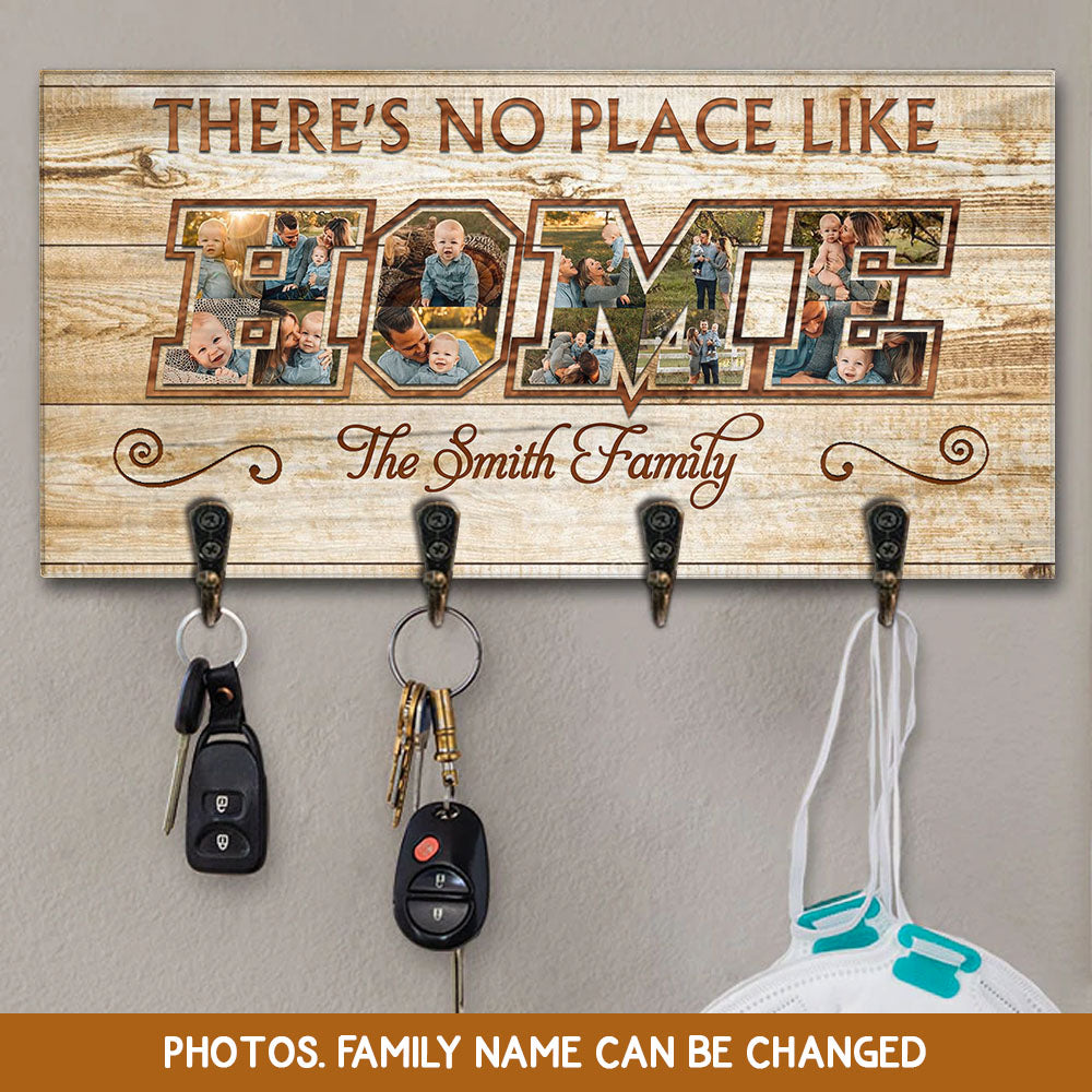 There's No Place Like Home Personalized Photo Key Hanger, Key Holder