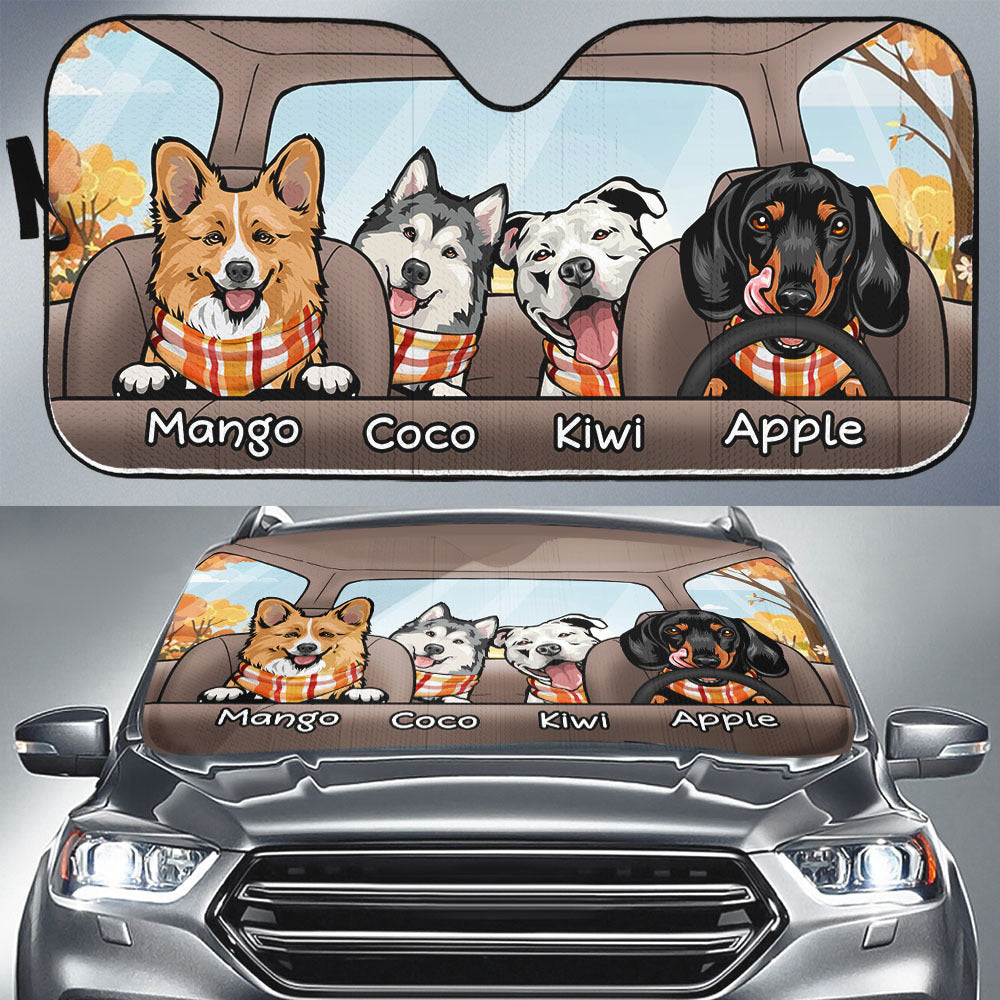 Personalized Autumn Dog Car Sunshade, Gift For Dog Lover YHN-THUY