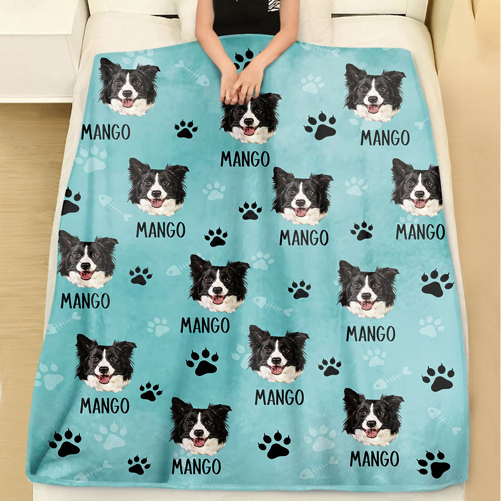 Custom Pet Photo & Paws Fleece Blanket, Pet Lover Gift YHN-THUY