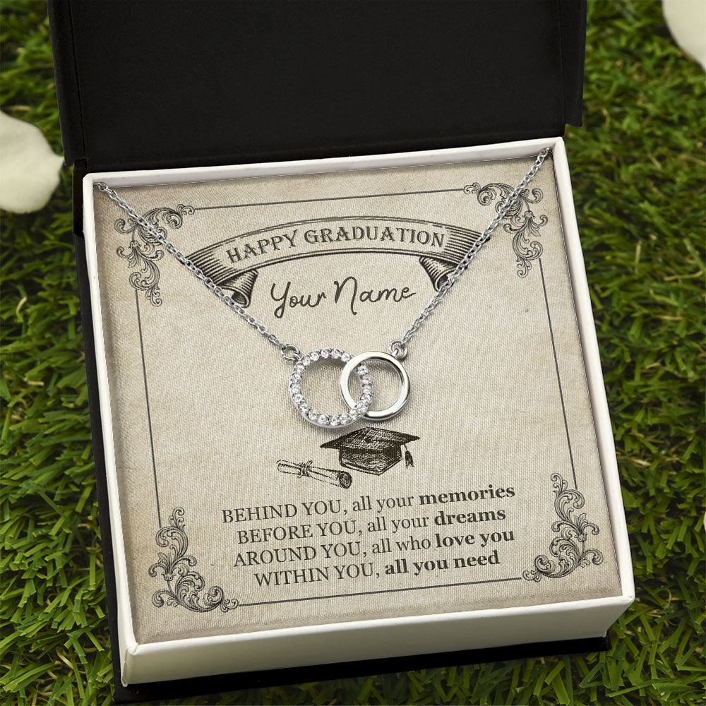 Behind You All Your Memories Graduation Message Card Necklace